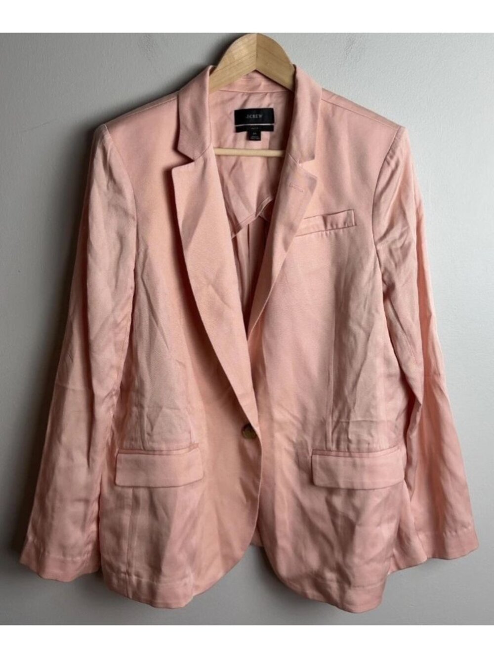 J.Crew Re-Imagined Pink Lyocell Blazer Size 14 BK024 Single Button Women’s